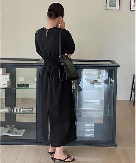 waist mark linen dress/3color