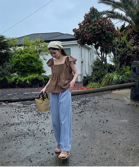 relax wide denim pants/2color