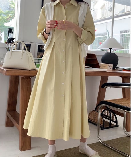 waist tuck shirt dress/3color