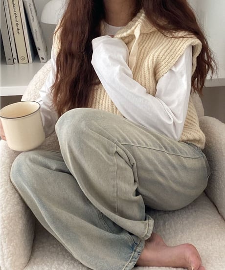 [OUTLET]hoodie knit vest/3color