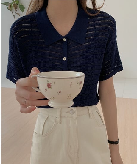 sheer border shirt/2color