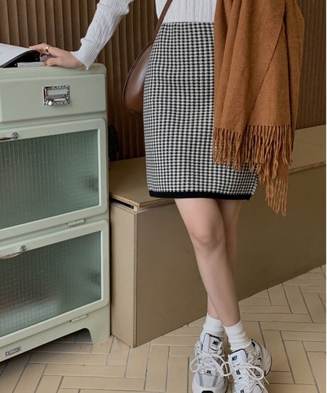 knit short skirt/2color