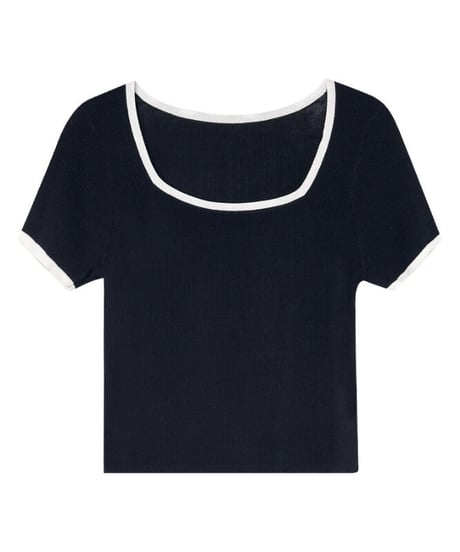 piping square neck tee/4color(ネコポス)