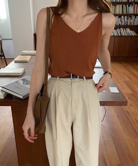 [OUTLET]V neck knit camisole/5color(ネコポス)