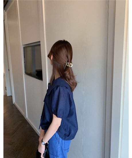 design collar ribbon blouse/3color