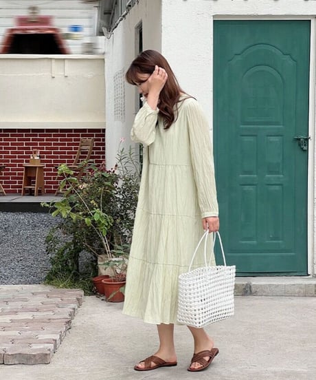 wrinkle chiffon one-piece/3color