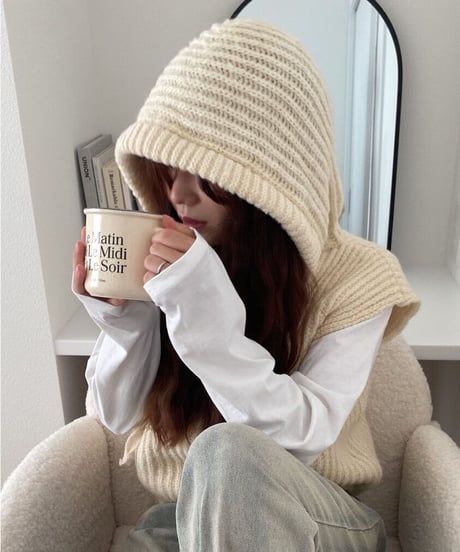 [OUTLET]hoodie knit vest/3color