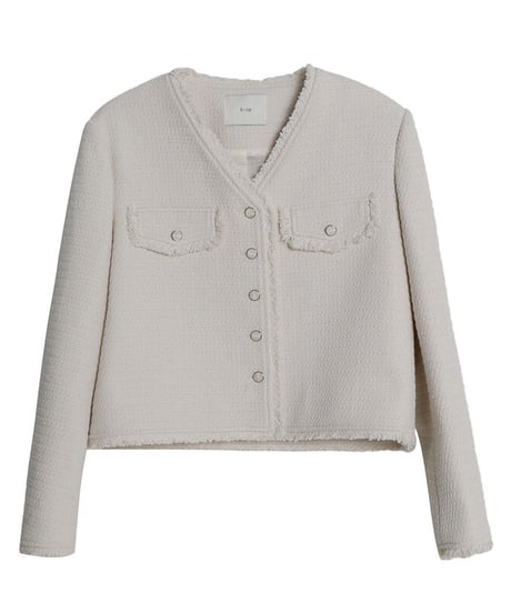 V neck tweed jacket/2color