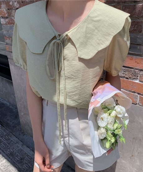 design collar ribbon blouse/3color