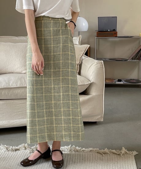 （linen 100%）linen check SET UP(下)/2color