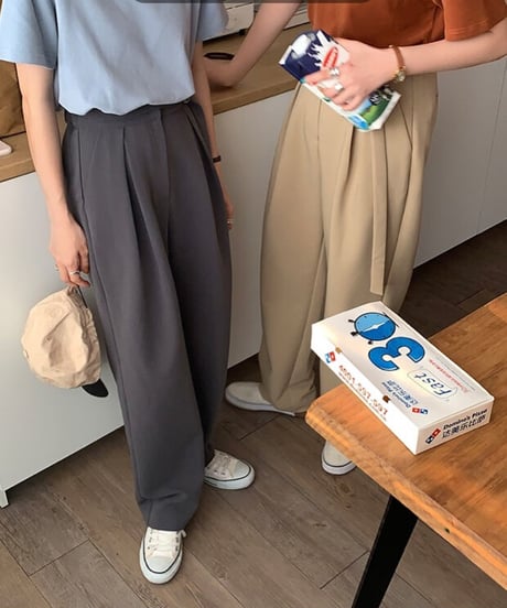 [OUTLET]side belt slacks/3color