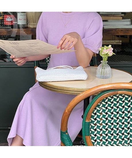 puff sleeve simple dress/3color