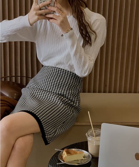 knit short skirt/2color