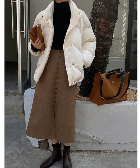 front button skirt/2color