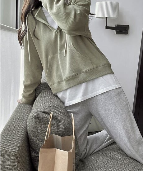 [OUTLET]waffle  half zip hoodie/3color