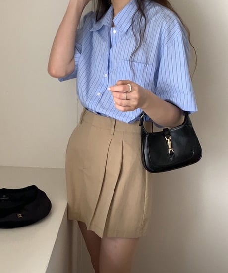color stripe shirt(half sleeve)/2color