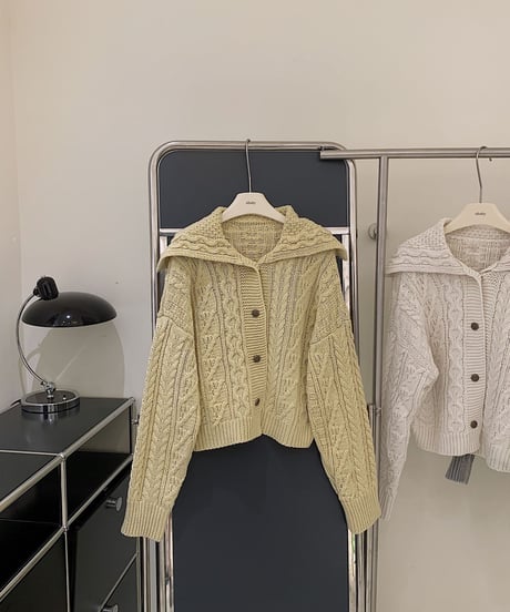 sailor collar knit cardigan/3color