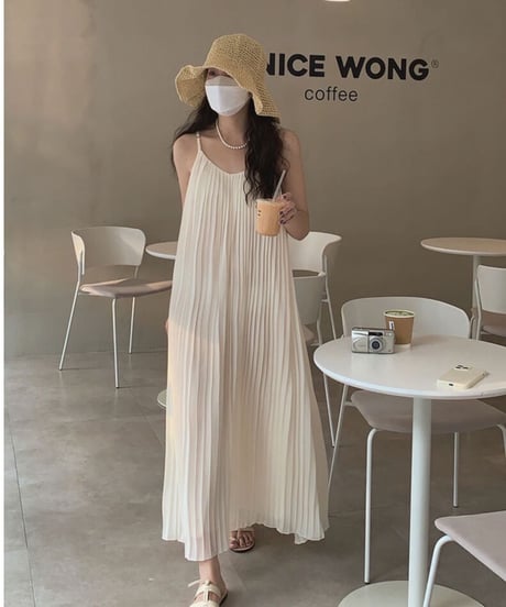 chiffon pleats camisole OP/2color