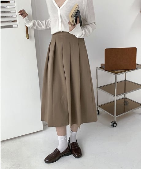 front box pleats skirt/2color