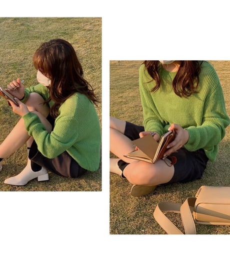 u neck sheer knit/5color