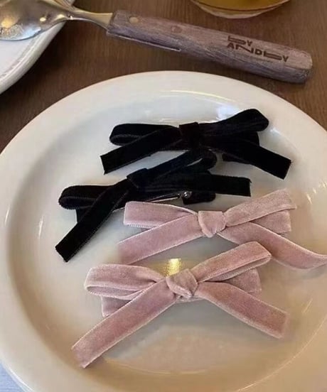 [OUTLET]velour mini ribbon clip set/2color(ネコポス)