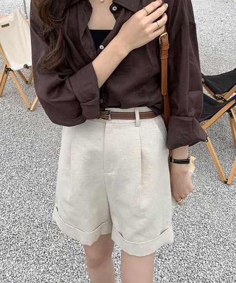 cotton linen half pants/3color