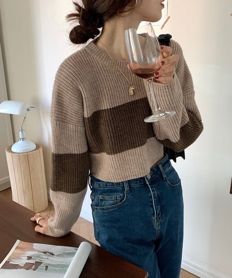 [OUTLET]short knit pullover