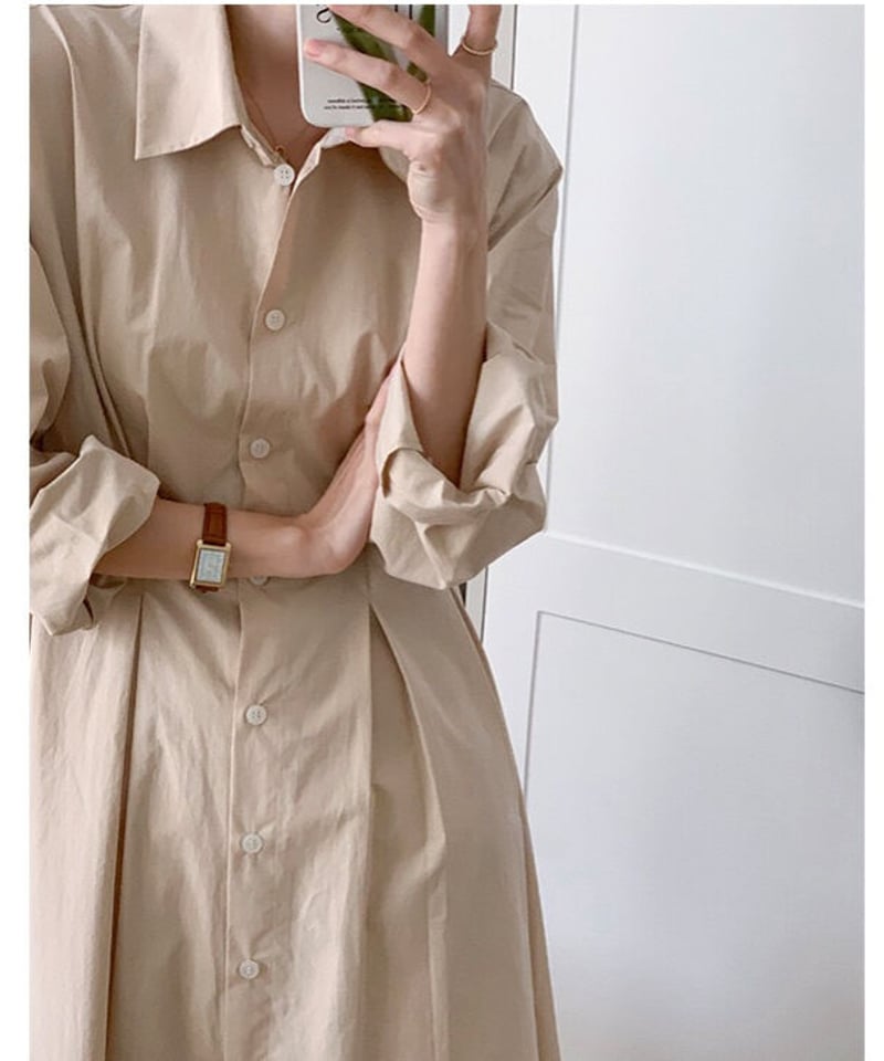 waist tuck shirt dress/3color | as.style