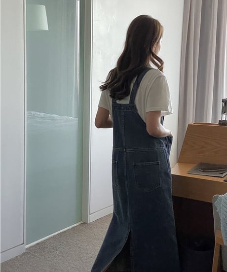 denim salopette skirt/4color