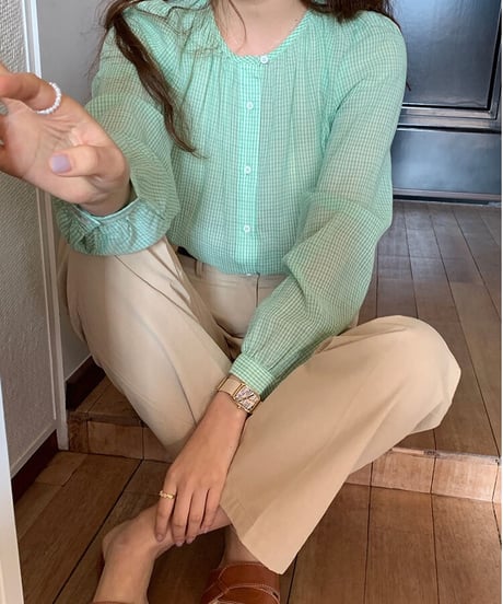 gingham check blouse/4color(ネコポス)