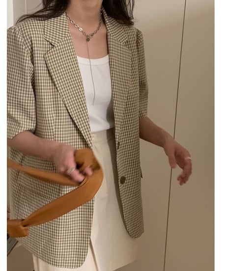 check tailored jacket/2color