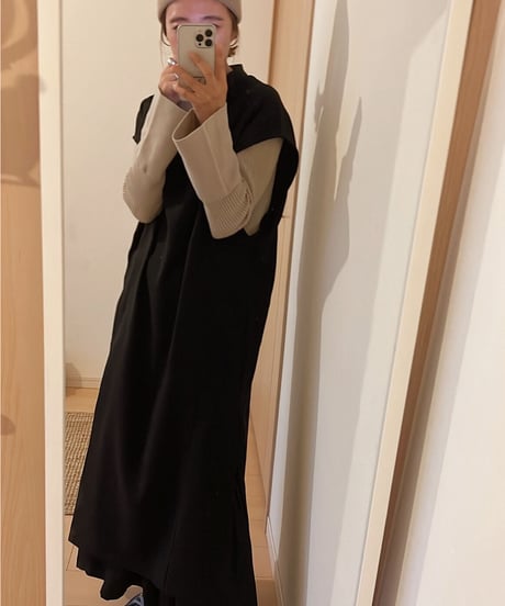 Key neck long dress/3color