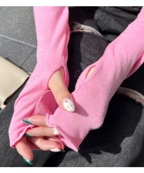 thumbhole turtle neck tops/2color(ネコポス)