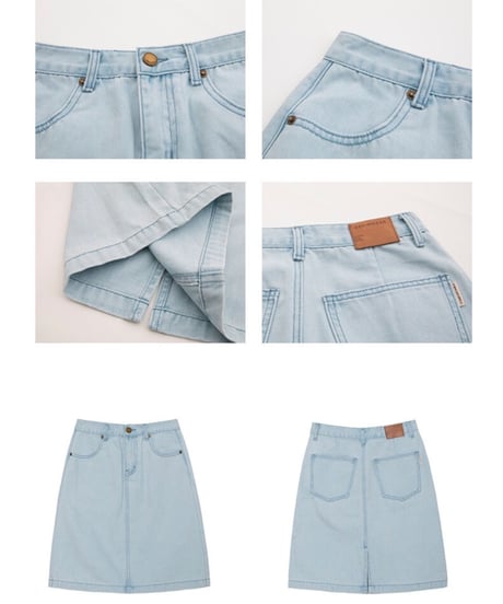 simple middle denim skirt/2color