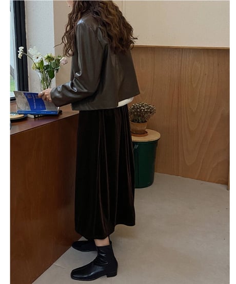 eco leather fastener jacket/2color