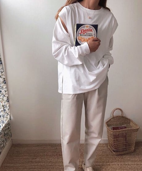 [OUTLET]3way sleeve slit Tee/2color