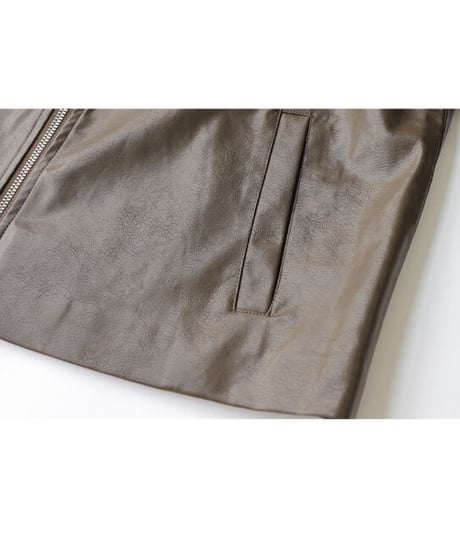 eco leather fastener jacket/2color