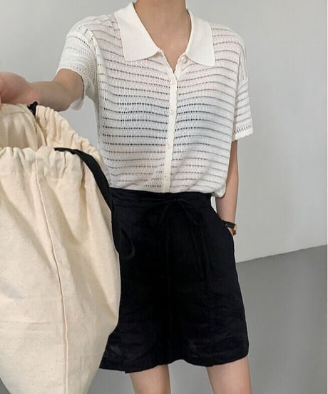sheer border shirt/2color