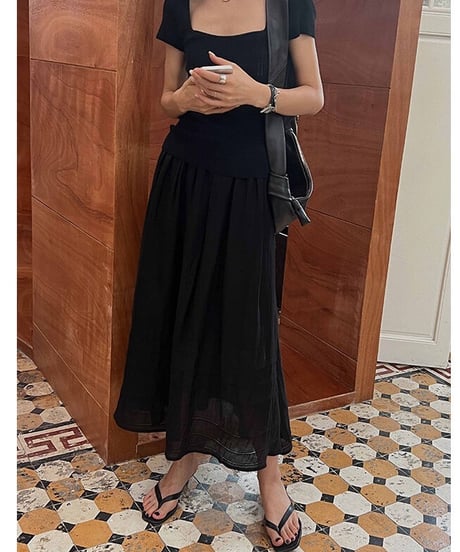 Tencel long skirt/2color