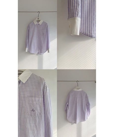bi-color stripe shirt/2color