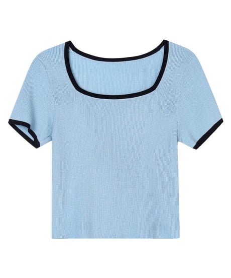 piping square neck tee/4color(ネコポス)