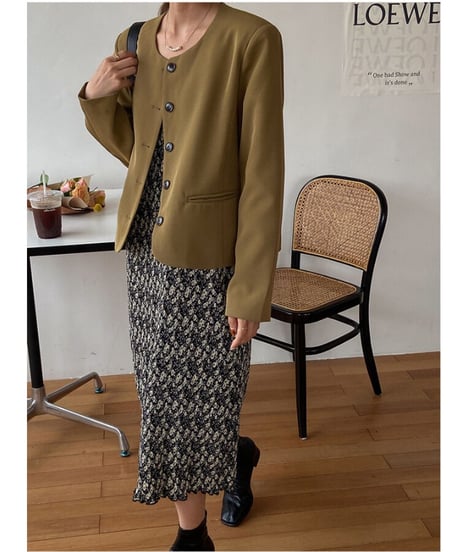 no collar button jacket/3color