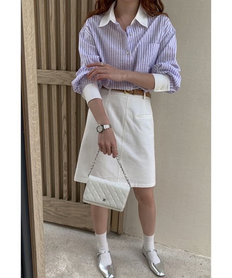 bi-color stripe shirt/2color
