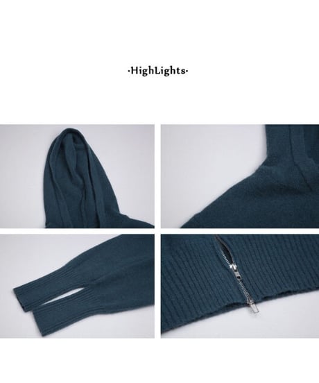 knit zip up hoodie/5color