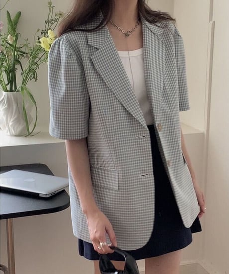 check tailored jacket/2color