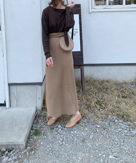（Set up）semi flare long skirt/3color