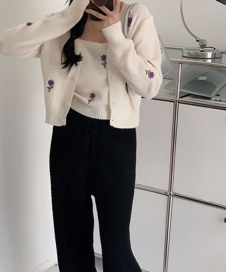 flower knit ensemble/3color