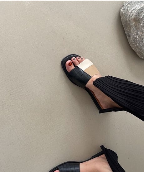 patchwork design sandal/2color