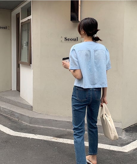 linen jacket (half sleeve)/3color