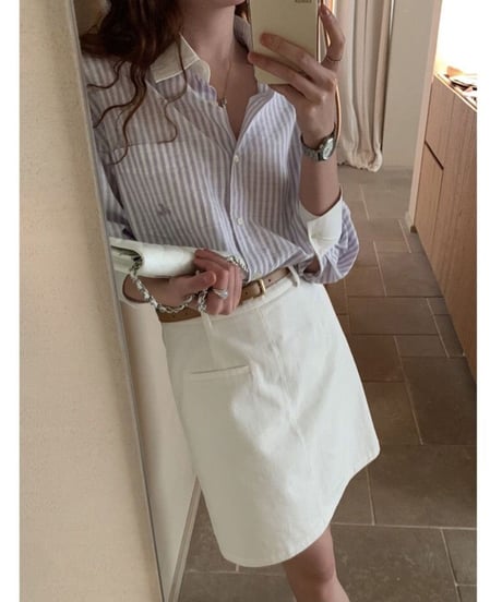 bi-color stripe shirt/2color